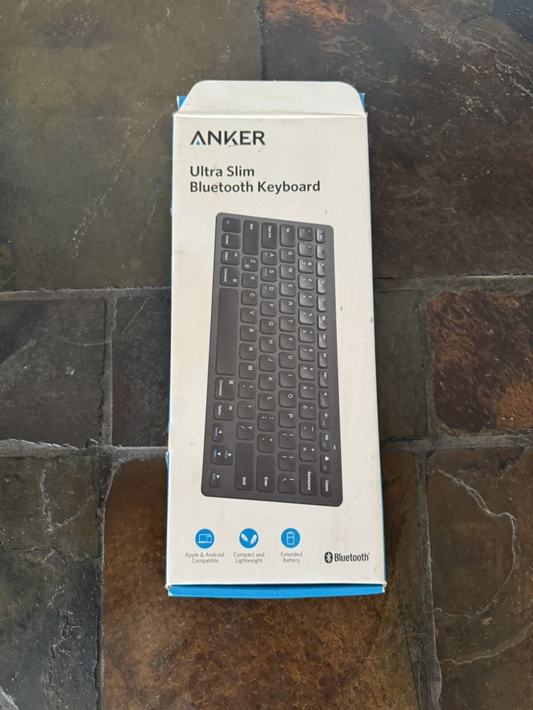 New ANKER Ultra Slim Bluetooth Keyboard A7726 Black IOS Android Mac Windows