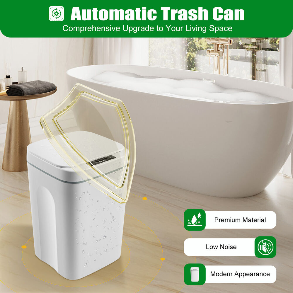 Motion Sensor Trash Can Smart Automatic Garbage Bathroom 4.22 Gallon Touchless