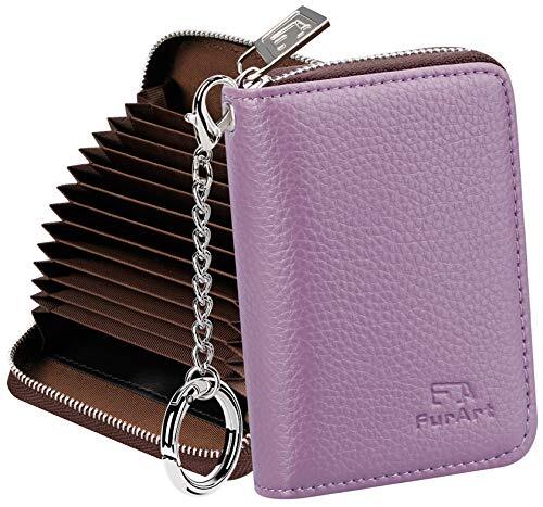 RFID-Blocking Purple Zipper Credit Card Wallet for Men & Women  