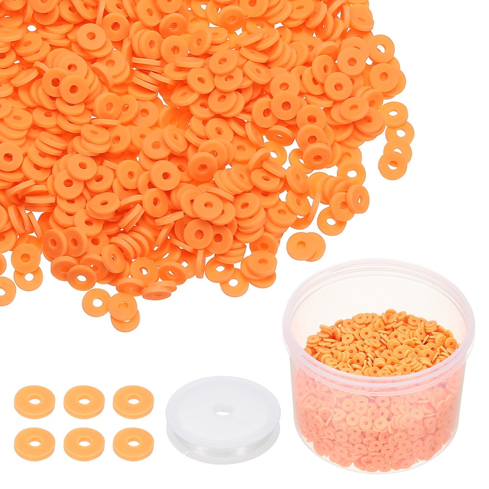 3000 Pcs Orange 6mm Flat Clay Beads Friendship Bracelet DIY Kit with Cord