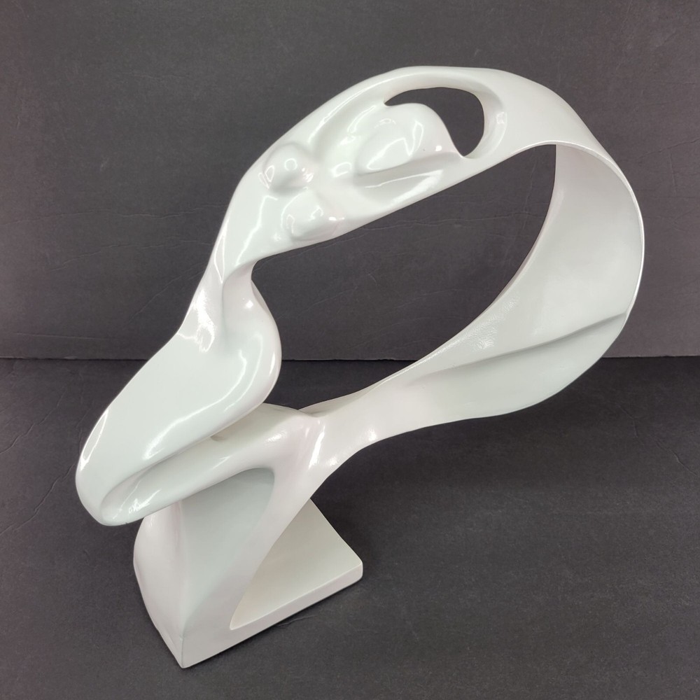 Woman Sycle of Life Modern Abstract Art White Resin Female Statue 12x12x4 VGC