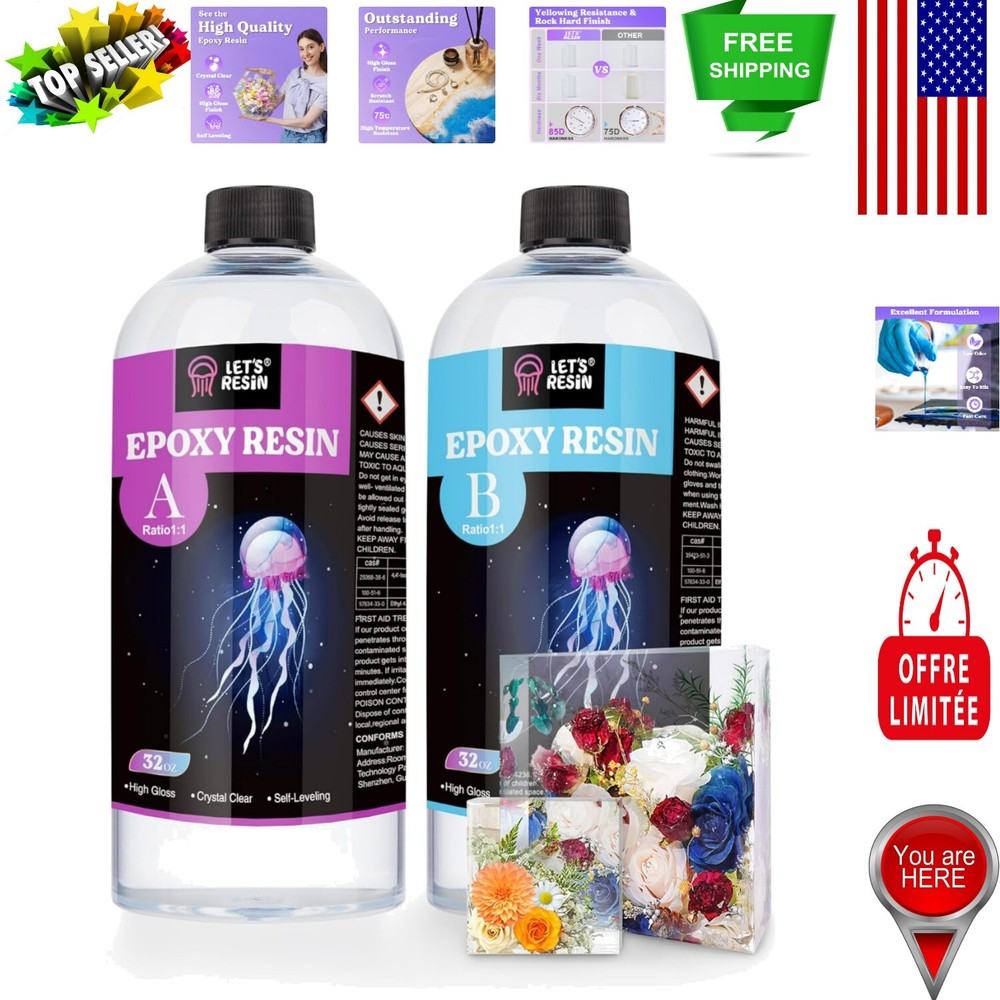 1/2 Gallon Clear Epoxy Resin – Durable Versatile DIY Crafting Solution  