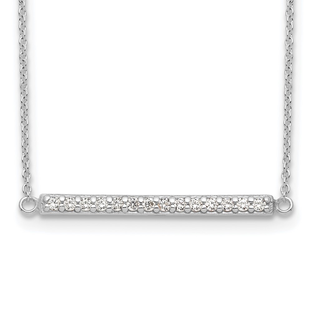 Sterling Silver CZ Bar Necklace 16.5 Inch Lightweight 1.75 Gram