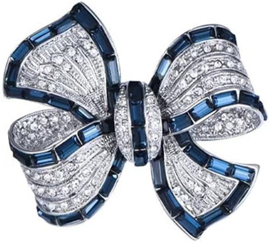 Rhinestone Bow Brooch Pin - Vintage Blue Crystal Lapel Accessory for Women