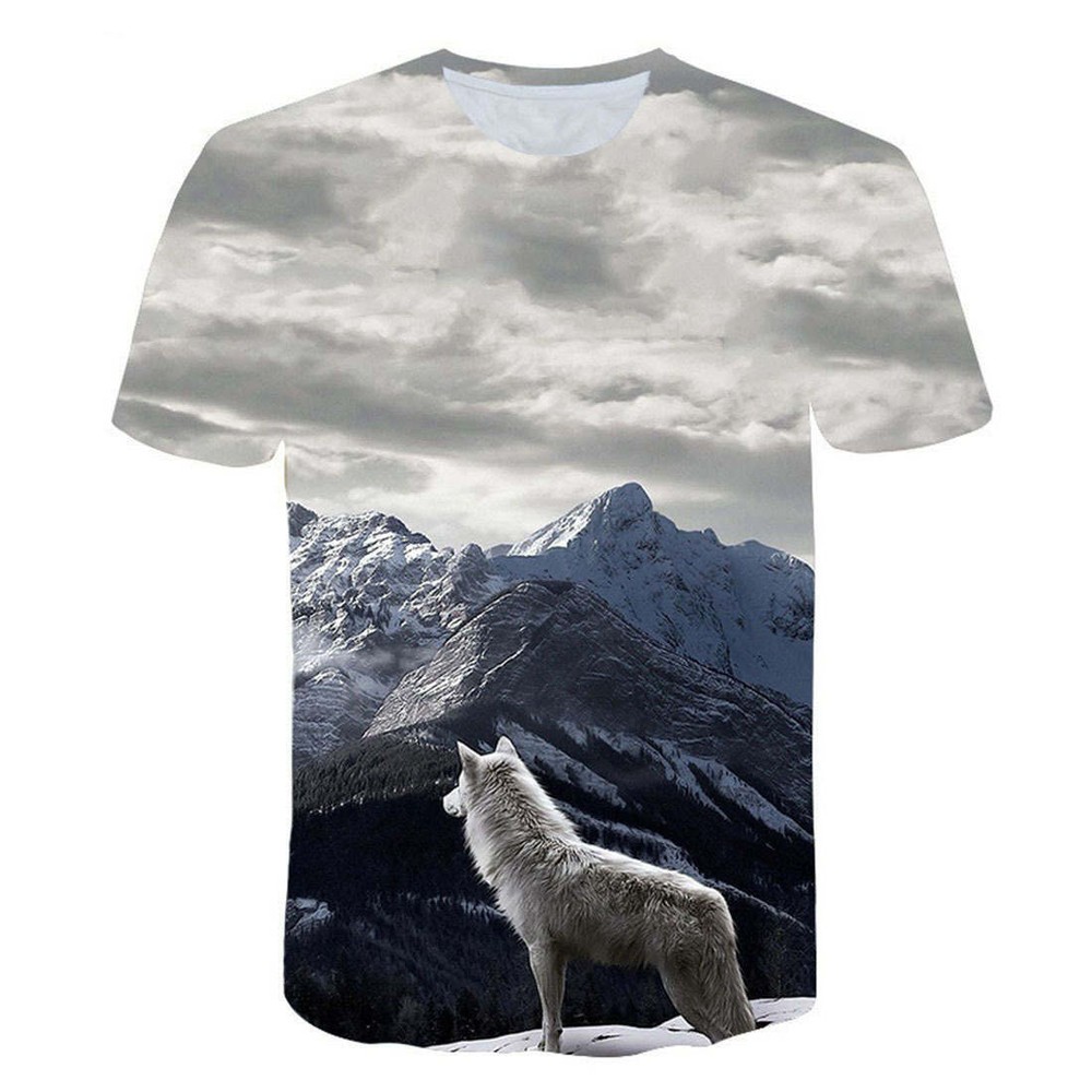 Men's Loose Short-Sleeved T-Shirt 3d Wolf Digital Printing Casual Top T-Shir