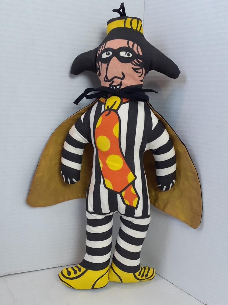 Vintage 1970s McDonald's Hamburglar Stuffed Plush Cloth Doll 16