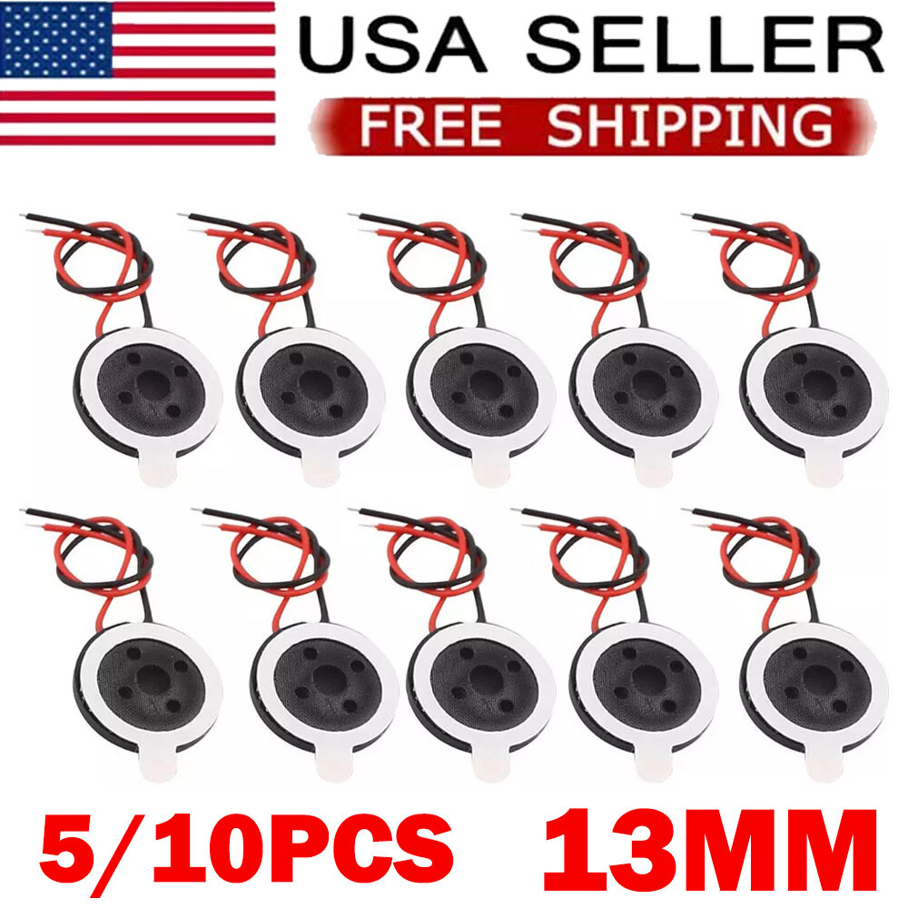 5/10PC Speaker 13mm Dia 8Ohm 1W 2-Wire Mini Micro Audio Magnetic For Arduino USA