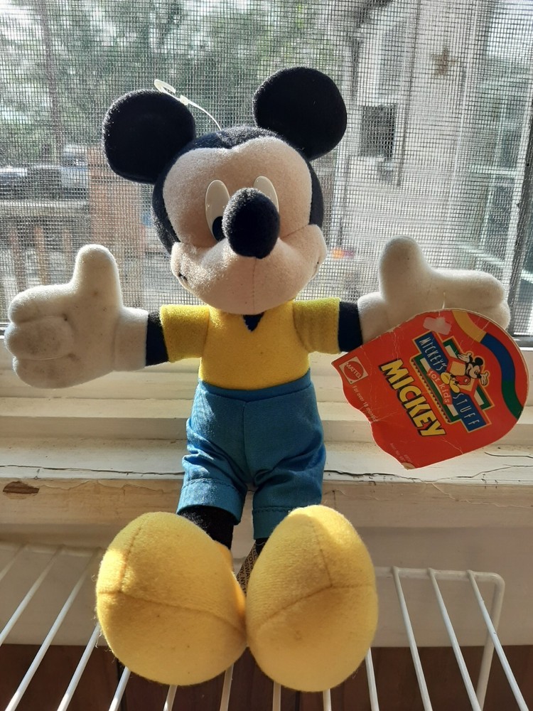 90s Mattel Disney Mickey Mouse Plush Toy with Original Tags