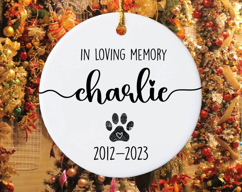 Paw Ornament Personalized Pet Memorial Ornament Dog Christmas Ornament Forever