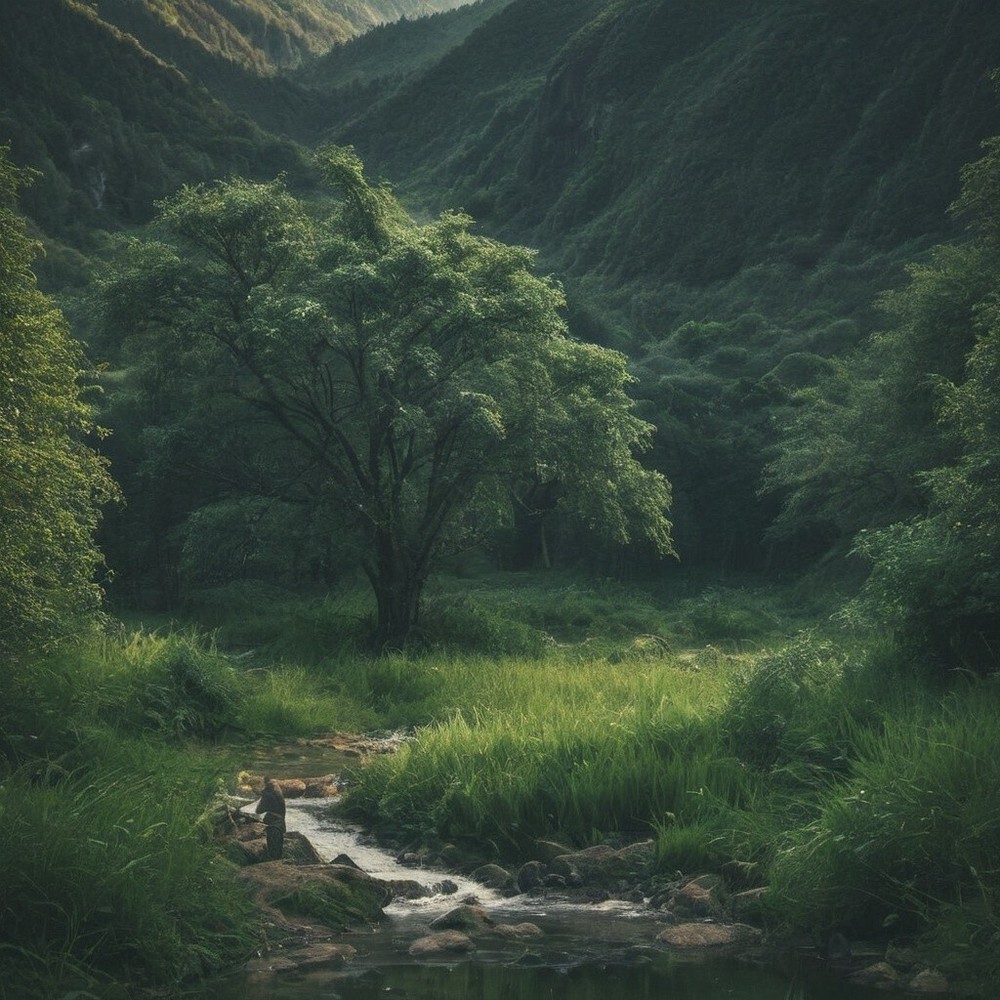 AI Art Forest Digital Wallpaper Background for Desktop