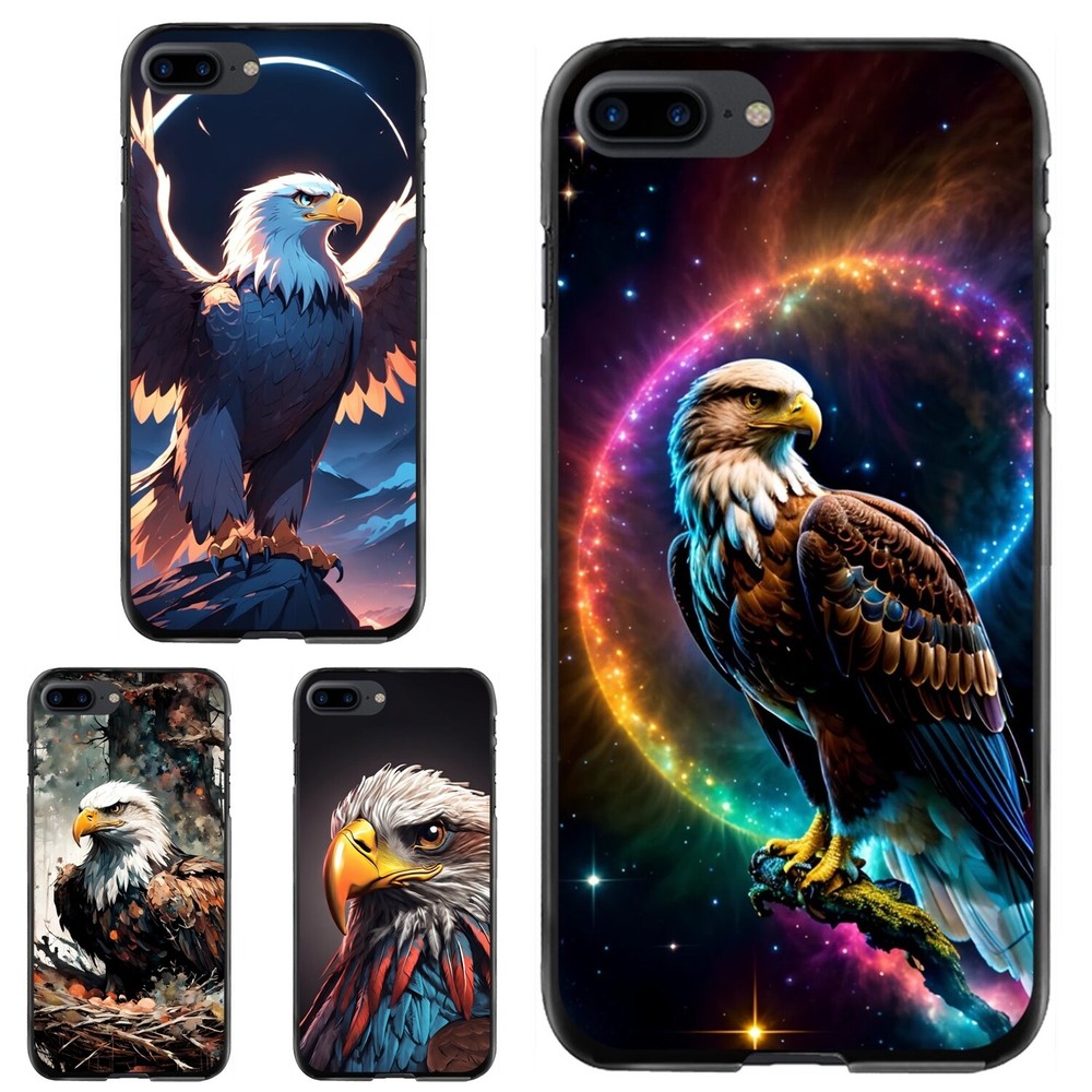 bald Eagle Print American Hard Black Case For iPhone XS XR 6 7 8 Plus SE 2nd 3rd