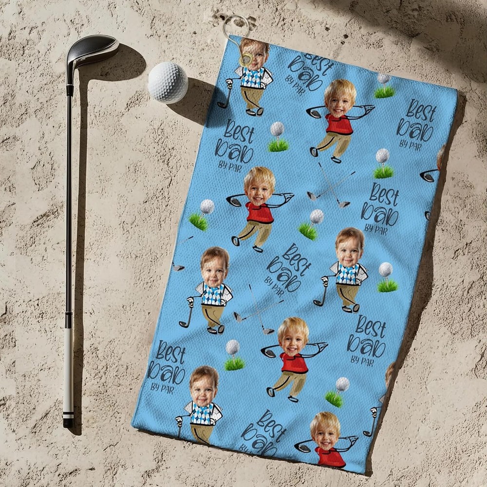 Personalized Golf Towel for Dad with Kids Custom Gift for Golf Lovers-image
