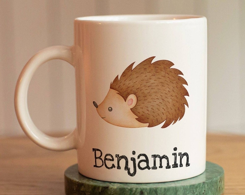 Custom Hedgehog Mug For Kids With Name - Ceramic Personalized Gift