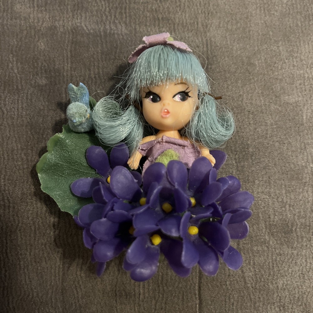 1968 Vintage kiddle era Hasbro Flower Darlings VIOLET doll pin