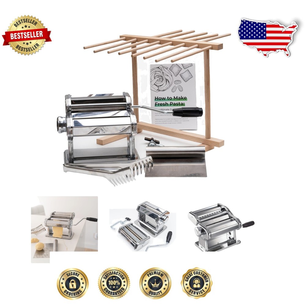 Cotswold 4-Piece Stainless Steel Pasta Making Machine with Adjustable Thickness