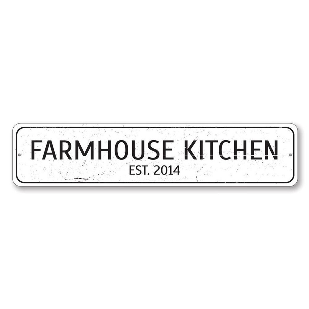 Farmhouse Kitchen Sign, Personalized Established Date Metal Decor Sign