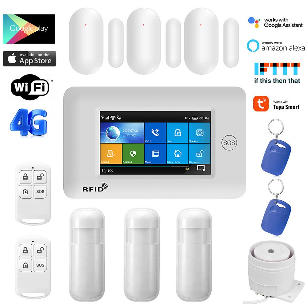 A22 Tuya Alexa WiFi 4G Wireless Touch Keypad Home Security Alarm System