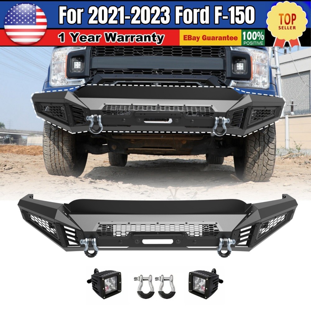 3 IN 1 Front Bumper Assembly w/LED Pod Lights+Shackles For 2018-2023 Ford F-150