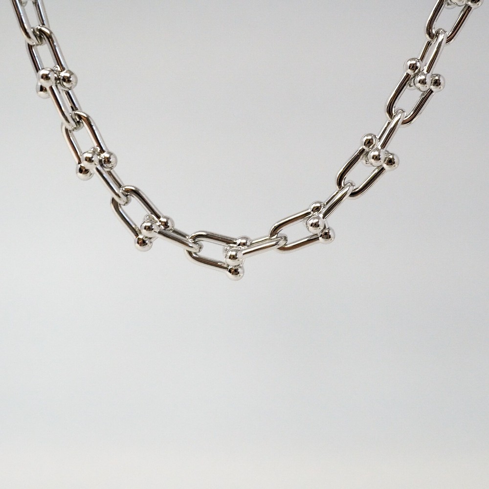 Tiffany & Co. 925 Silver U Ball Link Chocker Necklace 38cm Gift
