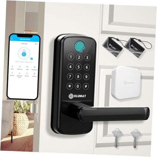 Smart WiFi Door Lock with Keyless Entry and Handle for Home Security