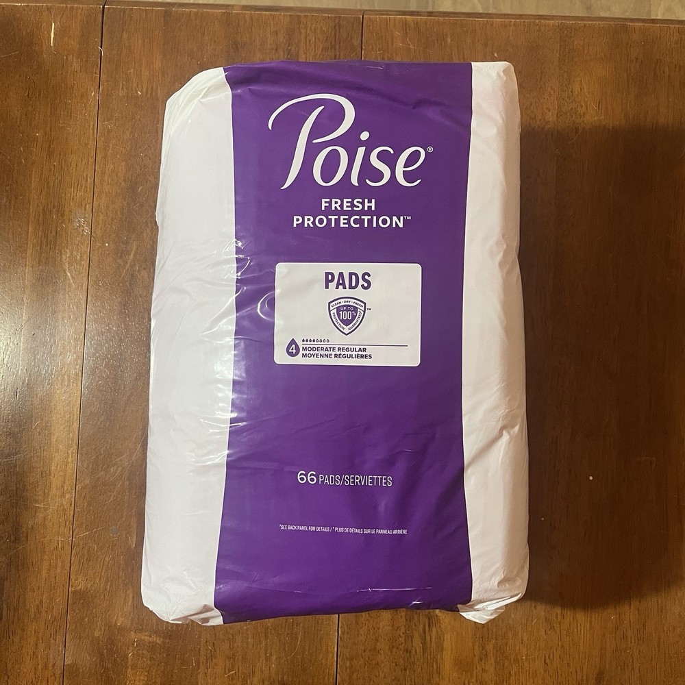 Poise Fresh Protection Pads, #4 Moderate Regular, Pack Of 66 Pads!