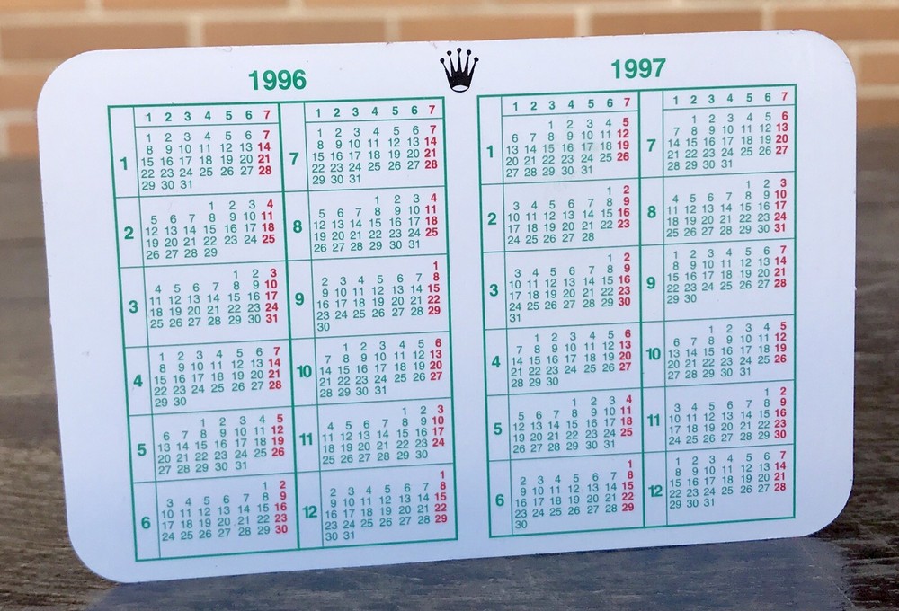 1996-1997 Rolex Calendar featuring Explorer GMT Submariner Sea-Dweller Daytona Day-Date models