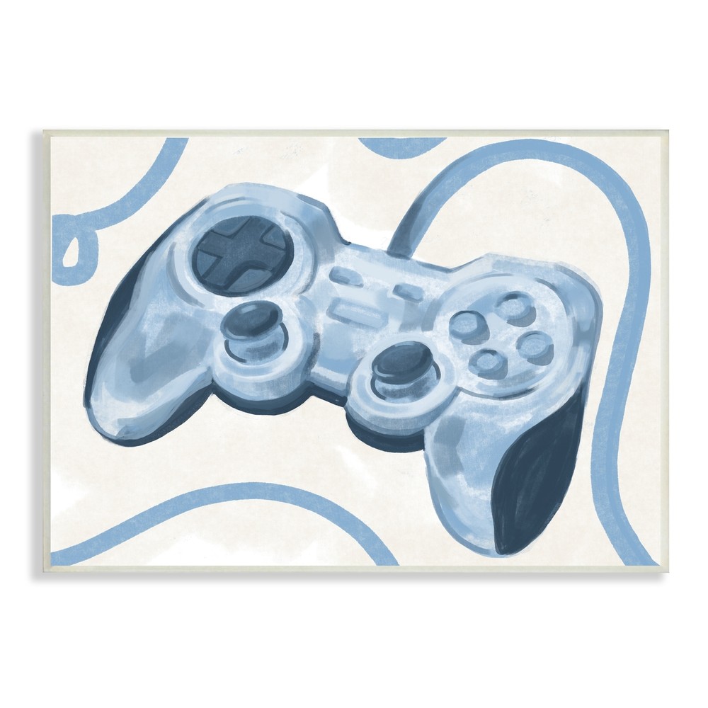 Stupell Blue Video Game Controller Soft Vintage Design Wood