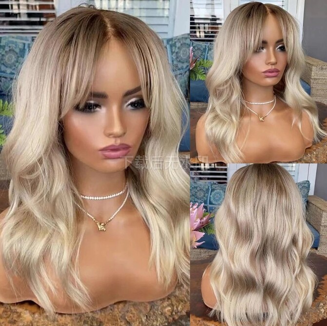 Ombre Platinum Blonde Highlight Body Wave Wig 13x4 Lace Front Human Hair Wig