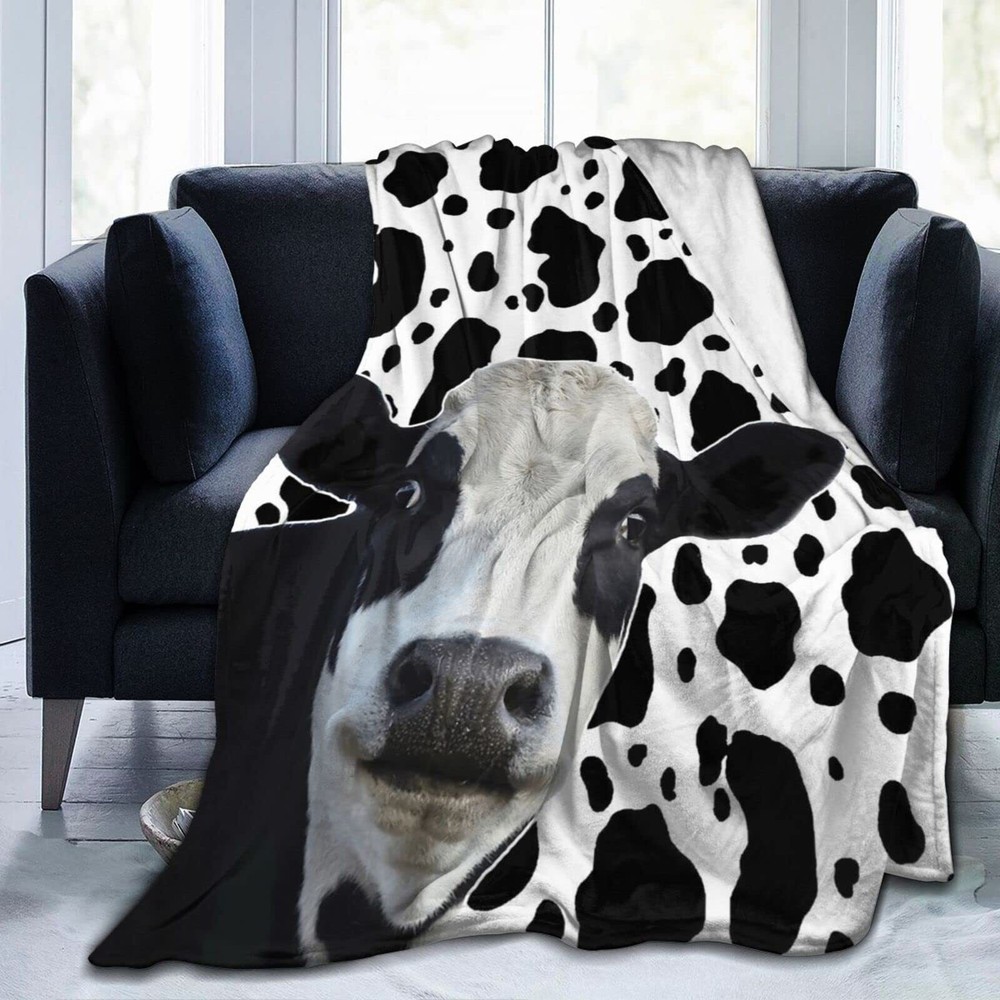 Cow Blanket Fleece Throw Blanket Plush Holiday Blanket Cow Stuff Cow Themed G...