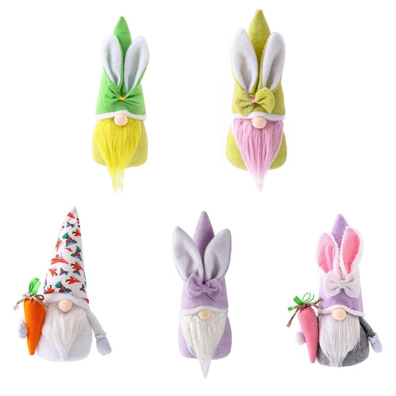 Easter Decorations Easter Gnome with Bow Faceless Plush for Figurines for K