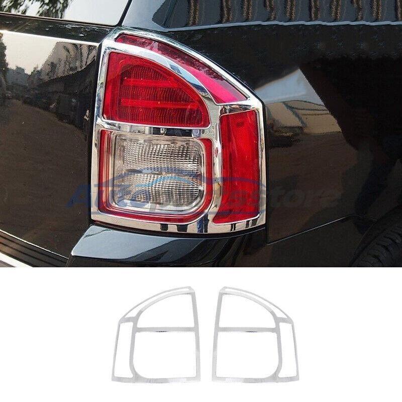 Chrome ABS Tail Light Cover Trim for 2011-2016 Jeep Compass 2-Piece Set