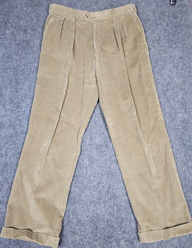 LL Bean Mens 35x31 Brown Corduroy Comfort Waist Straight Outdoor Pants