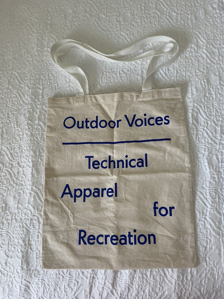 Outdoor Voices OV Large Natural Canvas Signature Tote Bag Shoulder Shopping NEW-image