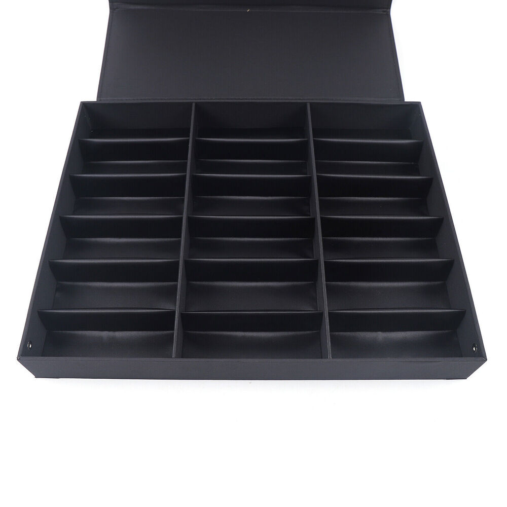 18-Slot Black Sunglasses Organizer Box Eyewear Display Case Storage Tray