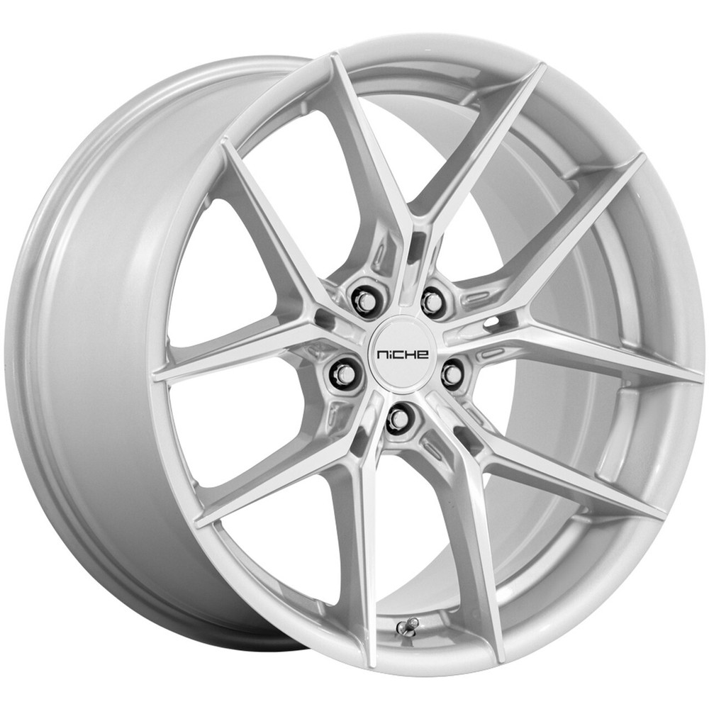 22x9 +15 Niche NC279 Prodigy 5 5x115 Silver W/ Machined Face Wheels (Set of 4)