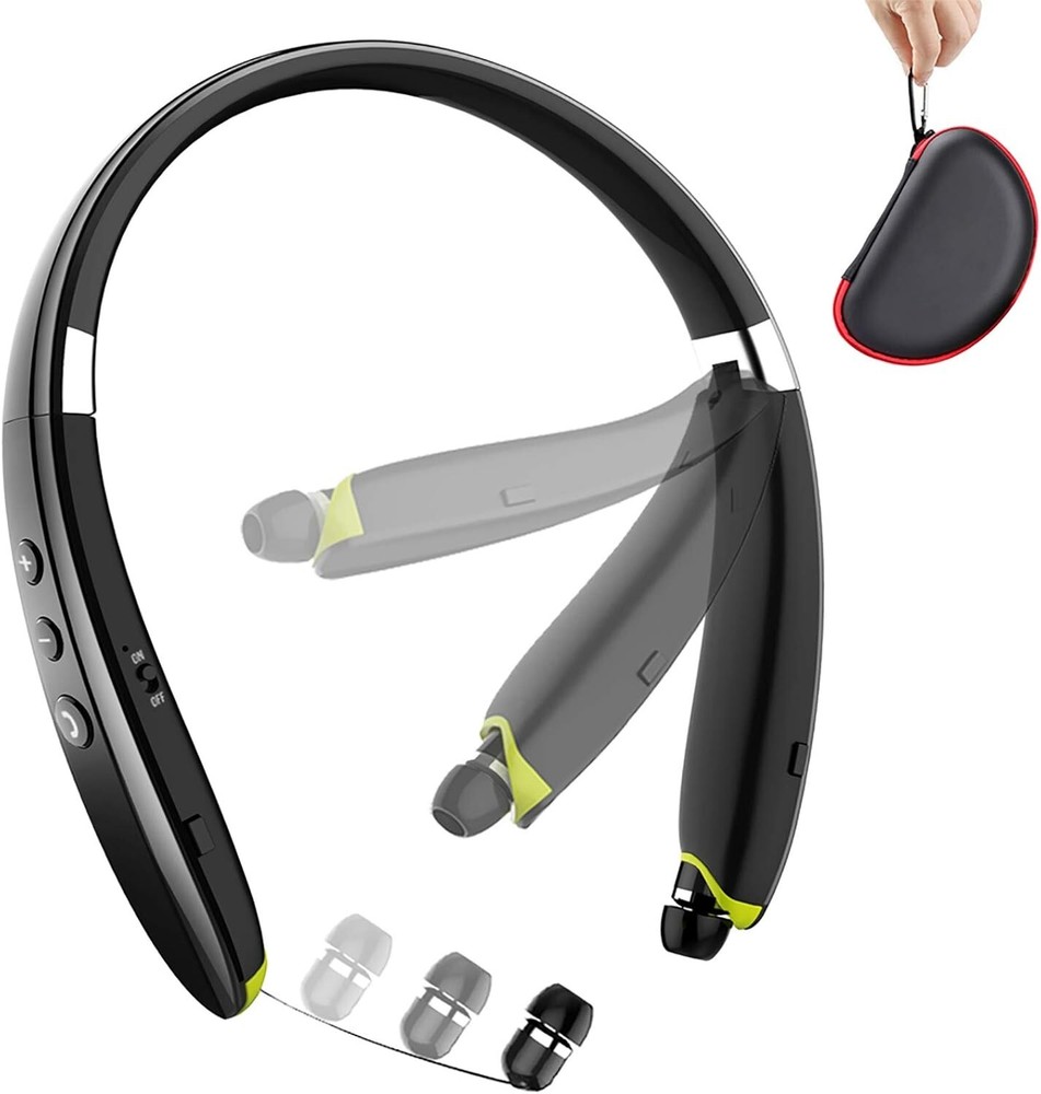 Bluetooth Headphones, Upgraded Foldable Wireless Neckband Headset with BEARTWO