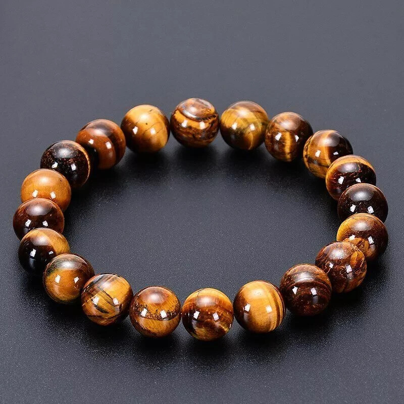 Handmade 10mm Powerful Tiger Eye Healing Bracelet for Men and Women #07