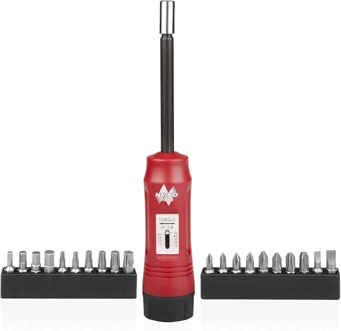 Neiko 10573B 1/4 Inch Drive Long Shank Torque Screwdriver Set 10-50 Inch Range