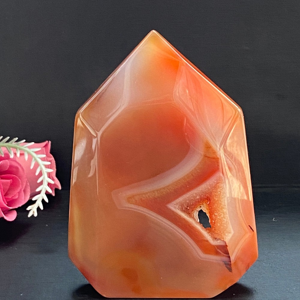 140g Natural Agate Crystal Cave Obelisk for Reiki Healing Energy