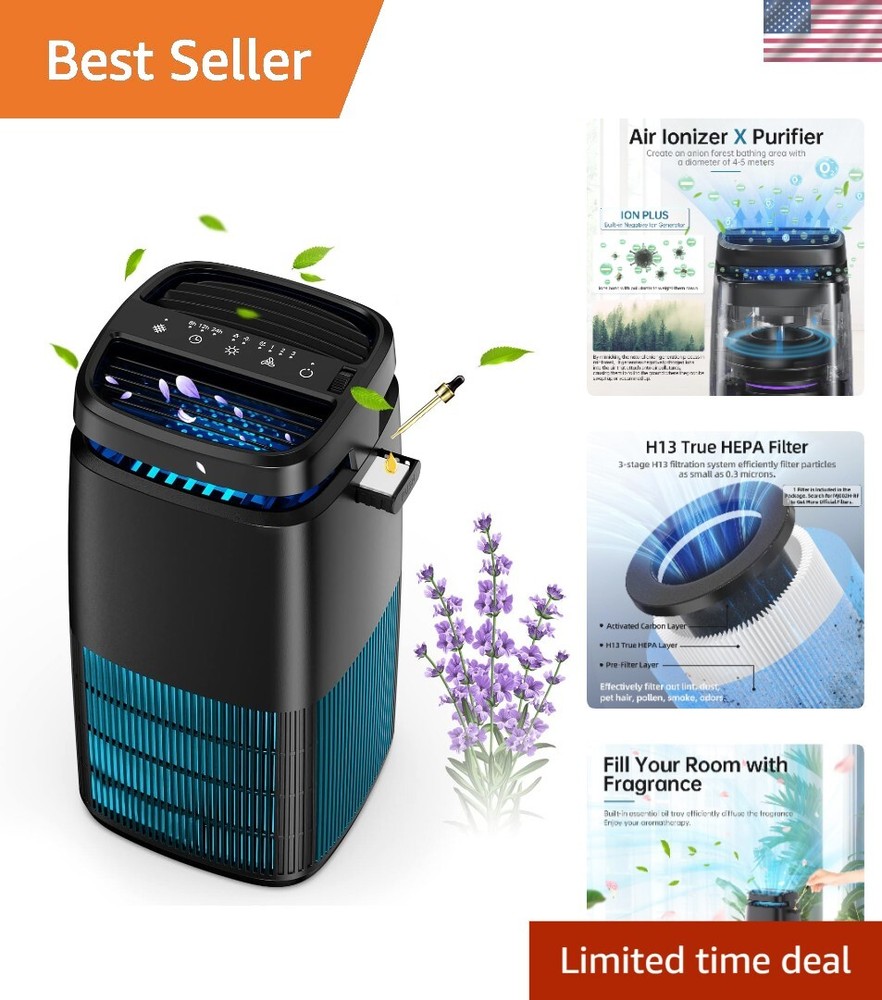 Compact 4-in-1 Black Air Purifier with Ultra-Quiet Operation & Timer Function