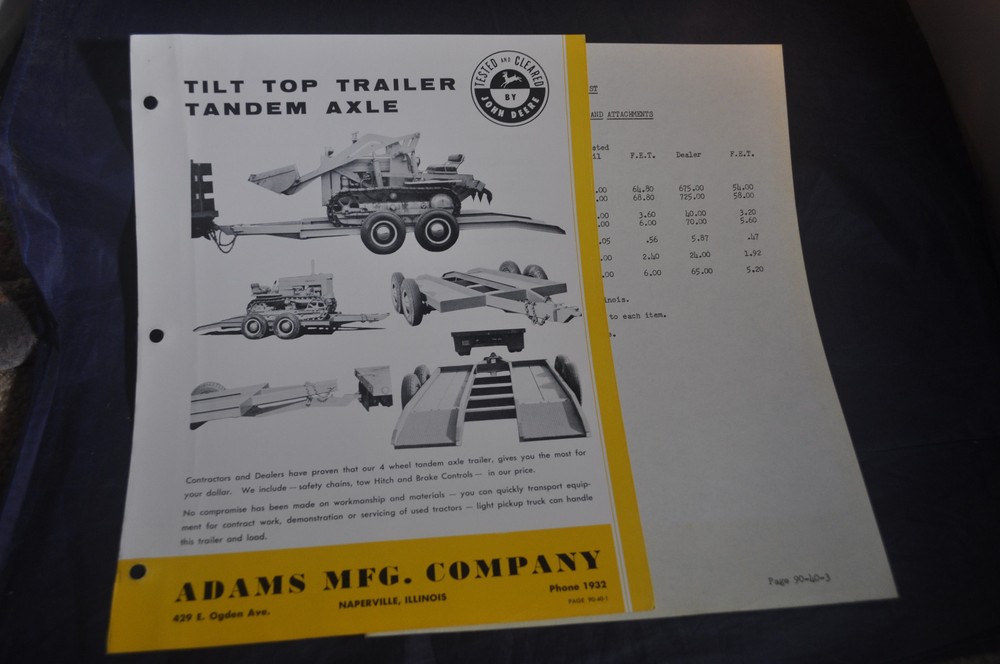 1956Titl Top Trailer Tandem Axle Brochure - Adams Mfg Co., Naperville, Ill