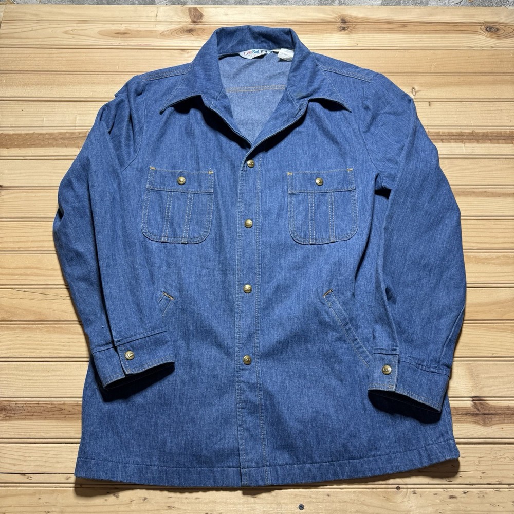 Vintage Lee Set Denim Shirt Jacket XL Long Blue Made In Usa 80s