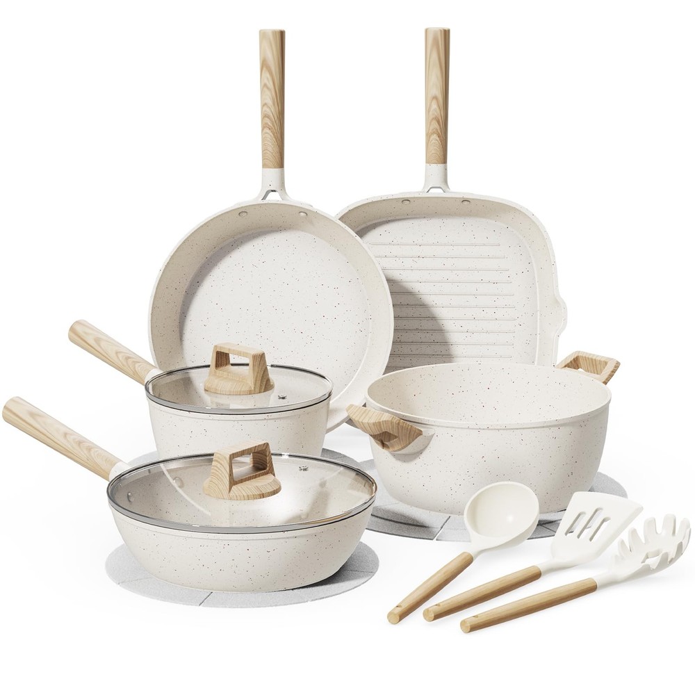 Premium Non-Stick Ceramic Cookware Set with Utensils