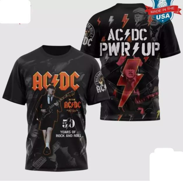 AC DC PWR Up 50 Years Of Rock And Roll 3d all size unisex all printed
