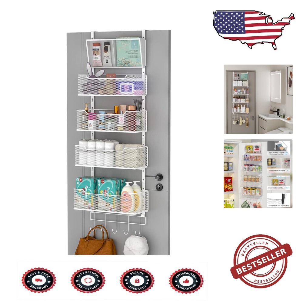 Space-Saving Hanging Organizer with 4 Baskets - Ideal for Closets & Pantries