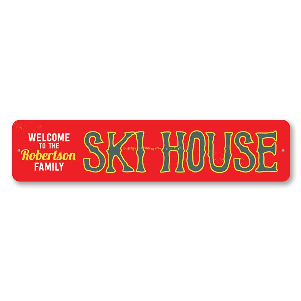 Ski House Sign, Personalized Welcome Ski Lodge Sign, Custom Sign