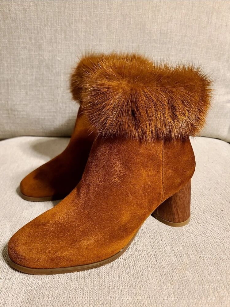 Antelope Ofelia Women's Tobacco Brown Suede Zip Ankle Boot Booties Shoes Size 6