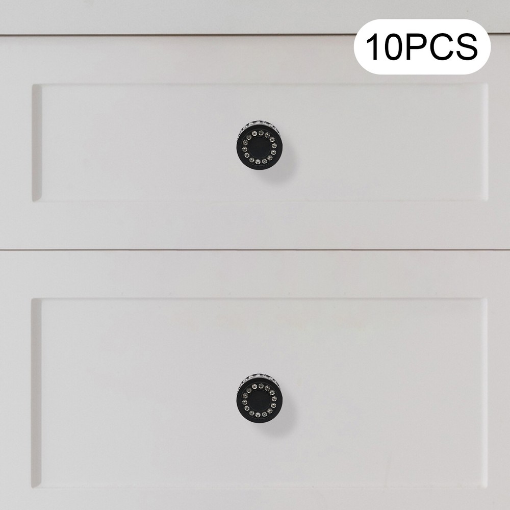 Set of 10 Black Cabinet Knobs for Kitchen Dresser Drawer Furniture Door Handles and Pulls