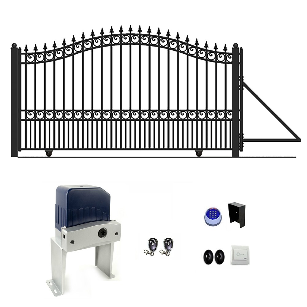 ALEKO Automated Yard Steel Sliding 16' Driveway Gate London Style with Opener-image