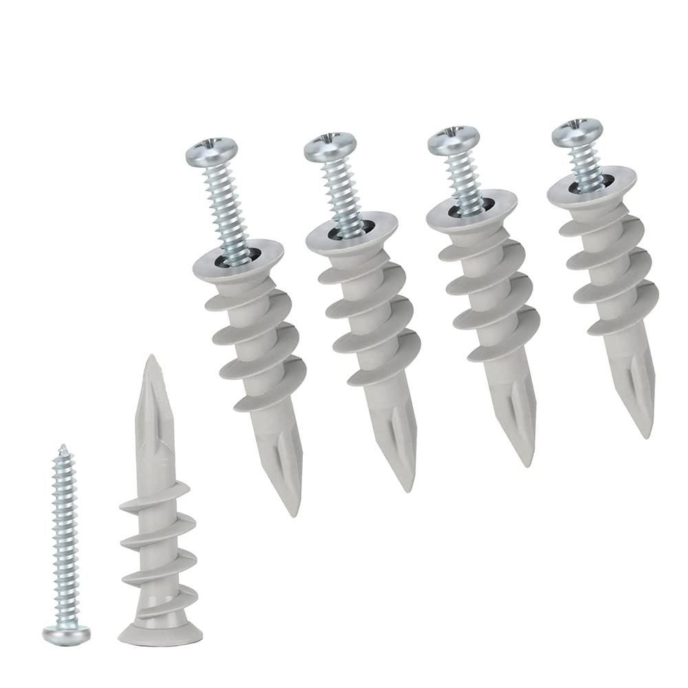 Self Drilling Drywall Plastic Anchors with Screws, Expansion Screws 40 Pieces (